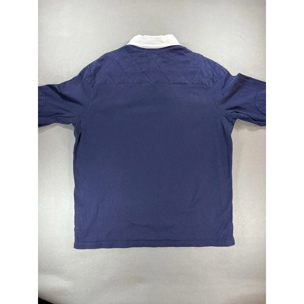 Size XL - Vintage Polo Ralph Lauren Navy Blue Padded Rugby Long Sleeve Shirt